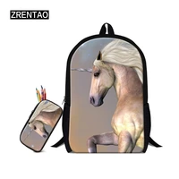 zrentao boys school bags polyester book bags unicorn pencil case set mochilas high quality double shoulder bags travel rugzak