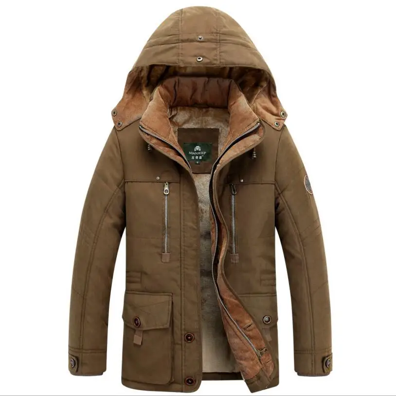 

Winter Warm Long Down Jackets Men Outwear Casual Winter Parkas New Fashion Men Hooded Wool Liner Thicker Warm Down Jackets
