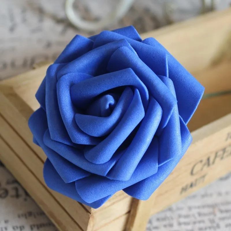 Dark Blue 25 шт. новые красочные искусственные из ПЭ пена розовыми цветами невесты искусственный свадебный цветок букет для домашнего украшения «сделай сам» расходные материалы - Цвет: Dark Blue