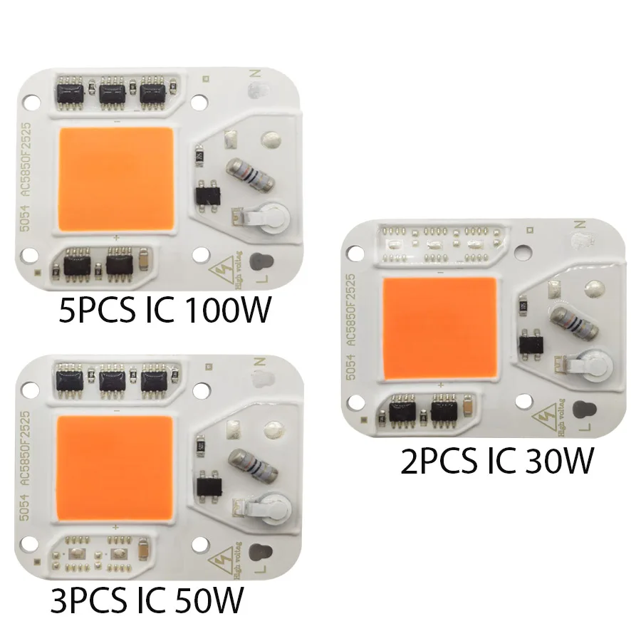 Светодиодный COB чип для лампа для растений, с широким диапазонном Вход 220 V AC 30W50W 100 Вт для комнатных растений рост рассады и с цветочным узором