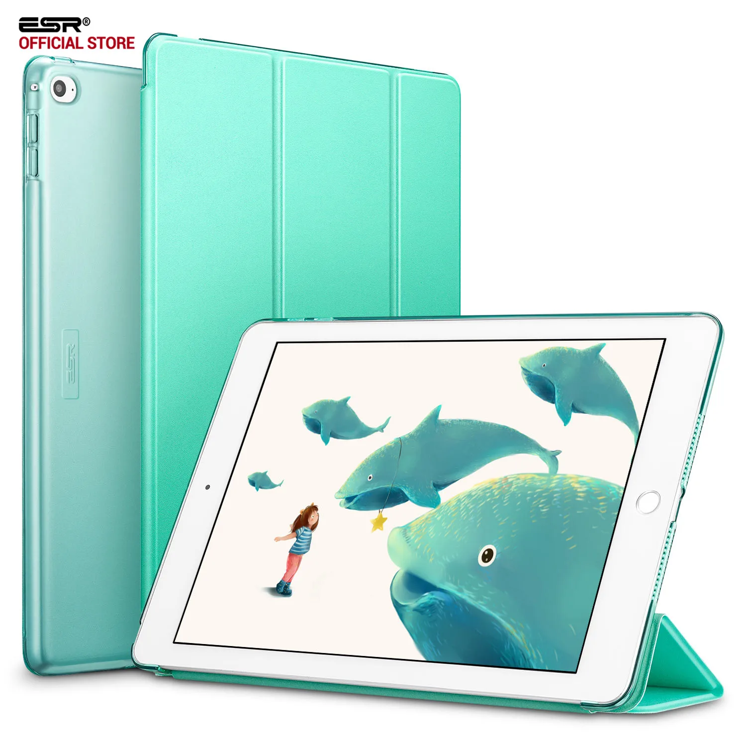 Чехол ESR для iPad Air 2 из синтетической кожи, полупрозрачный матовый чехол на магните+ чехол с функцией автоматического сна/пробуждения для A1566 A1567