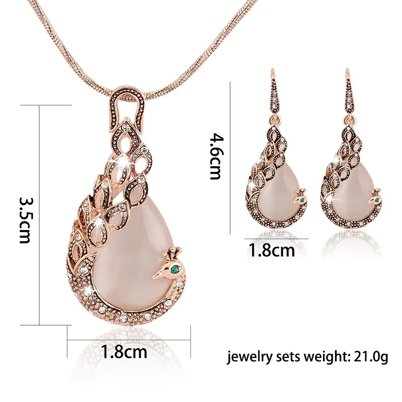 Новые павлиньи украшает статью из двух частей 18 К позолоченные ожерелье + серьги