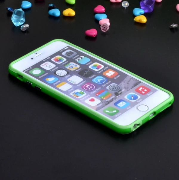 green Двойной гибридный проданный цветной каркас ТПУ защитный бампер для Iphone 6 Plus 6s Plus 5," мягкий силиконовый бампер чехол 10-цвет s - Цвет: green