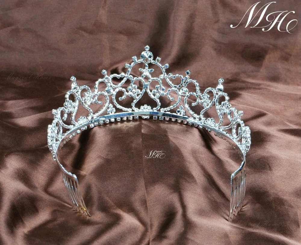 Кристальные диадемы "Clear Crystal" винтажные стразовые короны для конкурсов с гребенкой, ручной работы роскошные барочные свадебные аксессуары для волос ювелирные изделия.