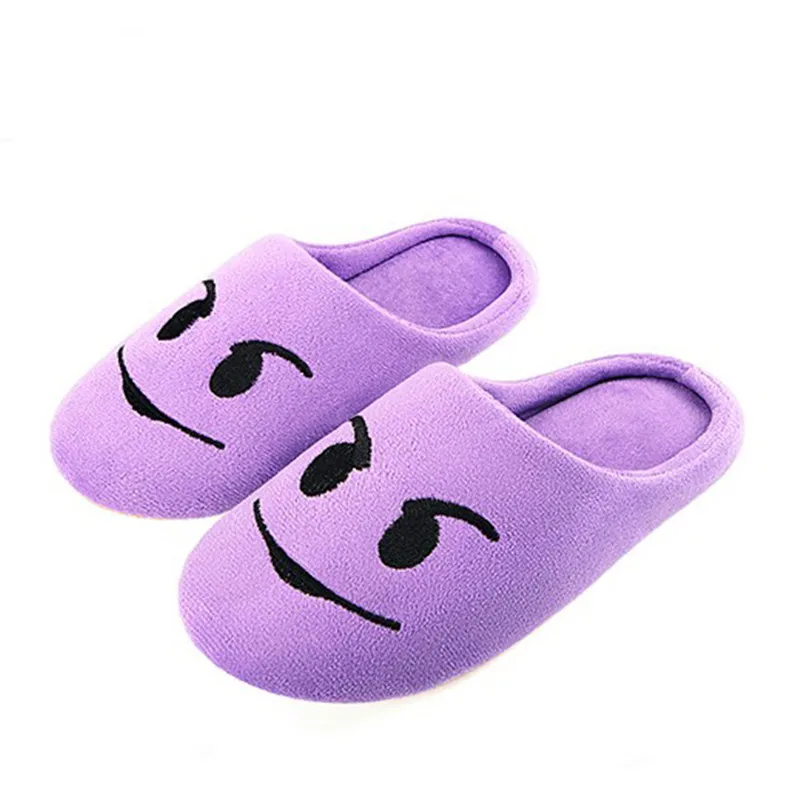 Embroidery Cute Emoji Soft Bottom Women Slippers 2019 Winter Indoor Wood Floor Cozy Stuffed Home Shoes Cotton Pantuflas | Обувь