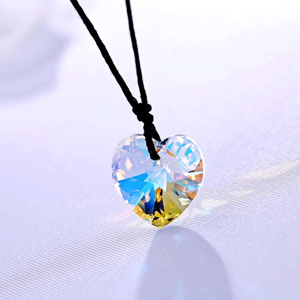 Baffin Сделано с элементами SWAROVSKI кристалл сердце кулон ожерелье с веревкой без застежки на День матери подарок