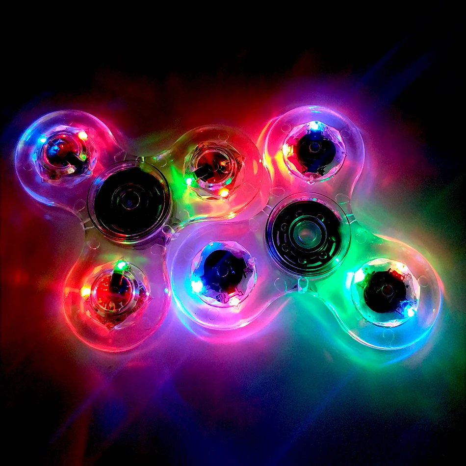 LED Light Fidgets Spinner Finger ABS EDC Hand Tri for Kids Autism ADHD Anxiety Stress Relief Focus Clear Handspinner | Игрушки и хобби