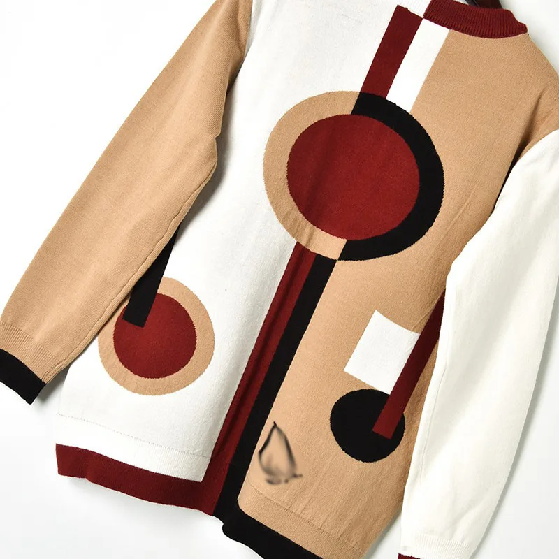 Женский пуловер свитер с геометрическим узором жаккард 2019 весенне-зимний