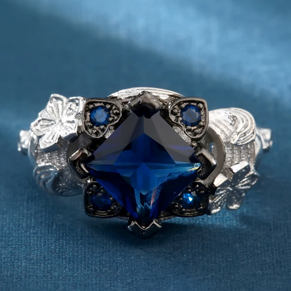 Винтажные ярко синие кольца на палец в виде сердца и зла|finger ring|skull ringring women |