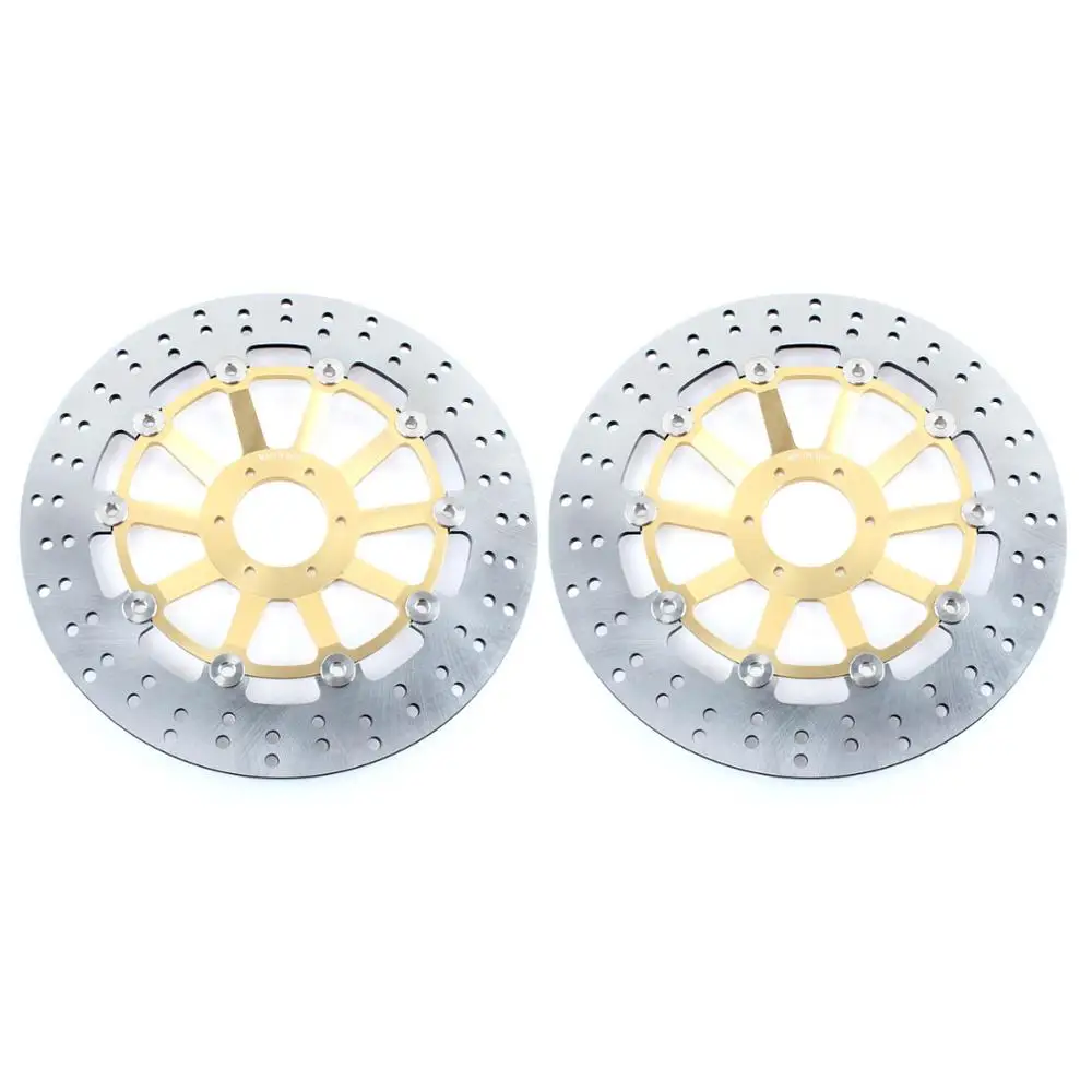Round Gold Front BIKINGBOY круглые волнистые Передние Задние тормозные диски Диски роторы для Honda CBR 1100 XX CBR1100XX Blackbird V W 1997 1998 97 98 - Цвет: Round Gold Front