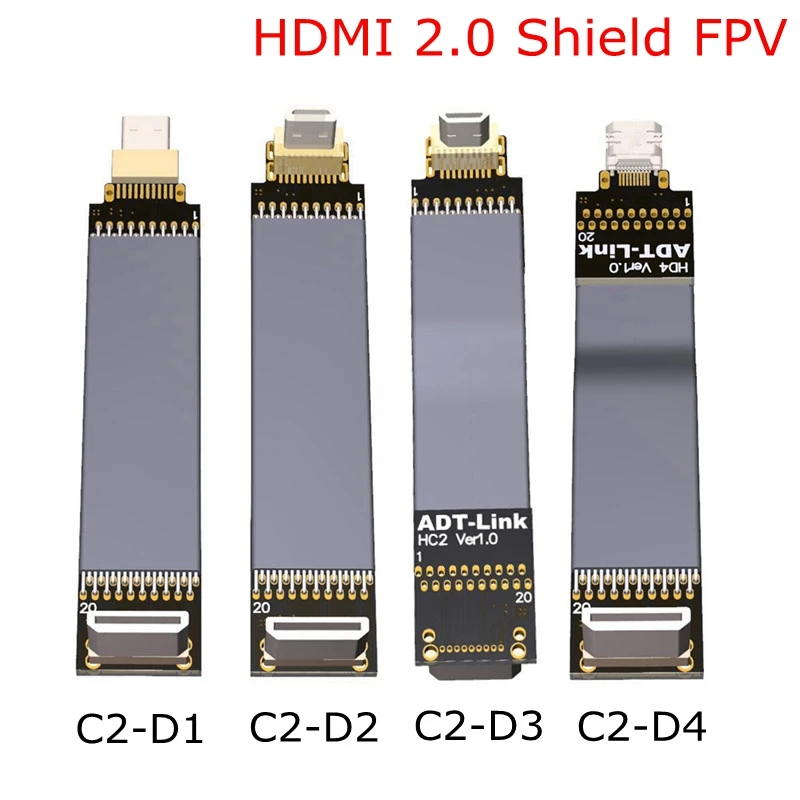 C2 D экранированный FPV Mini HDMI 2 0 Тип C вверх угол к Micro вниз разъем 4K 60 Гц HD плоский FPC