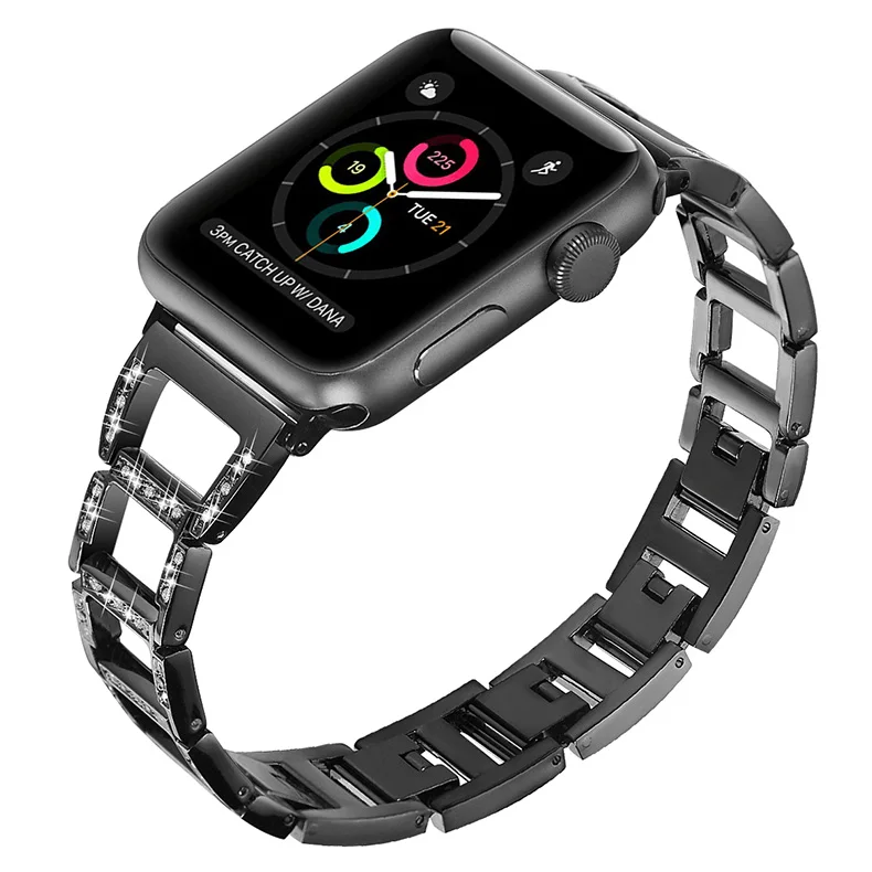 Браслет JANSIN из нержавеющей стали ремешок для Apple Watch 38 мм 42 мм 40 мм 44 мм iWatch серия 5 4 3 2 1 ремешок Женский ремешок для часов - Цвет ремешка: black