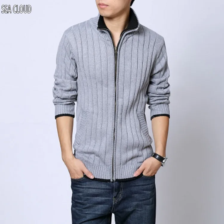 

82 Autumn & winter plus size fat M-6XL european version male knitted zipper stand collar cardigan long-sleeve sweater
