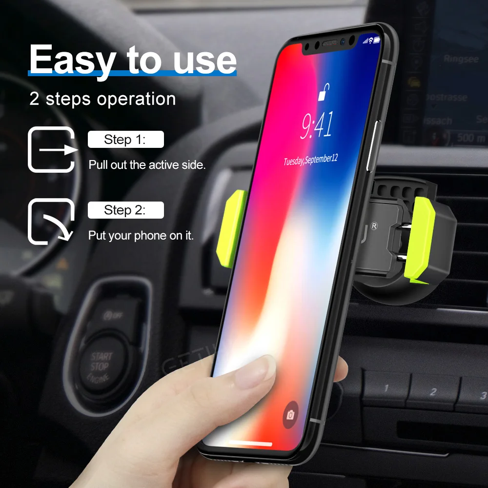 Автомобильный держатель для телефона GETIHU для iPhone X XS Max 8 7 6 samsung с поддержкой 360 градусов, автомобильный держатель для мобильного телефона