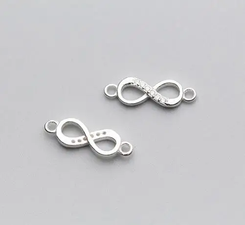 silver 925 пробы Серебряный 8 разъемов с цирконом 16x5 мм Золотой Серебряный цвет высокое качество Подвески DIY Оригинальное Изготовление ювелирных изделий - Цвет: silver