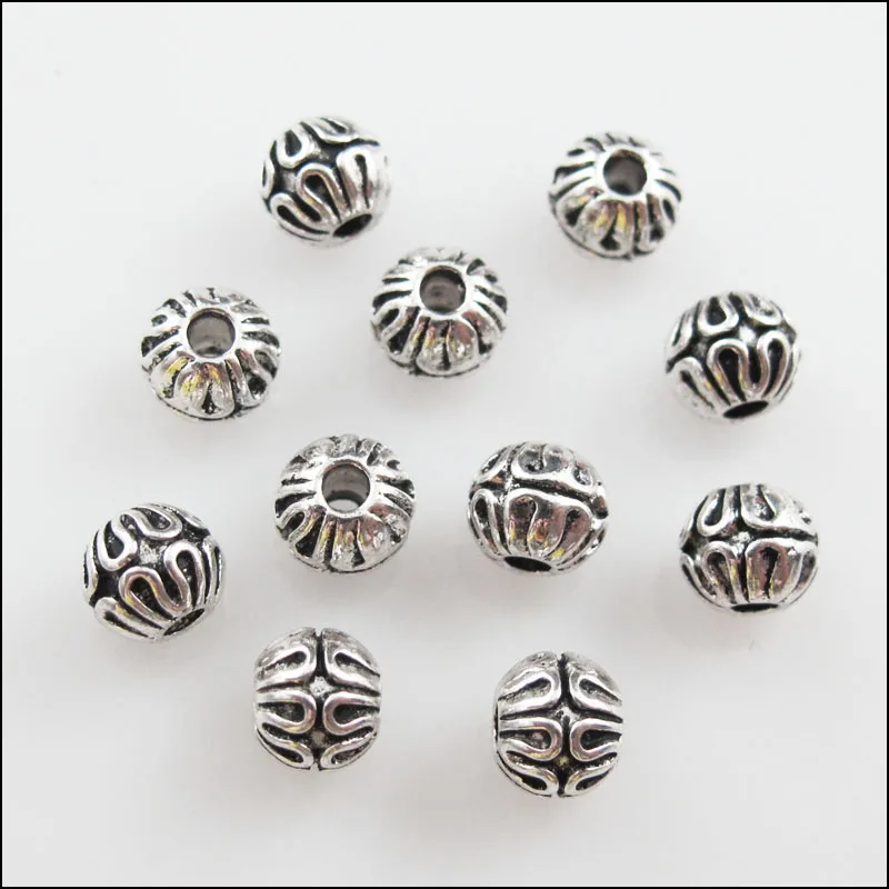 Новинка 50 шт. тибетские серебряные цветочные круглые шарики разделительные