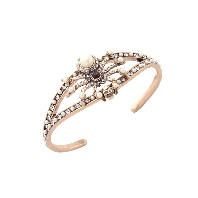 Бренд KISS ME имитация жемчуга стразы насекомое паук Череп шарм браслеты 2018 сплав