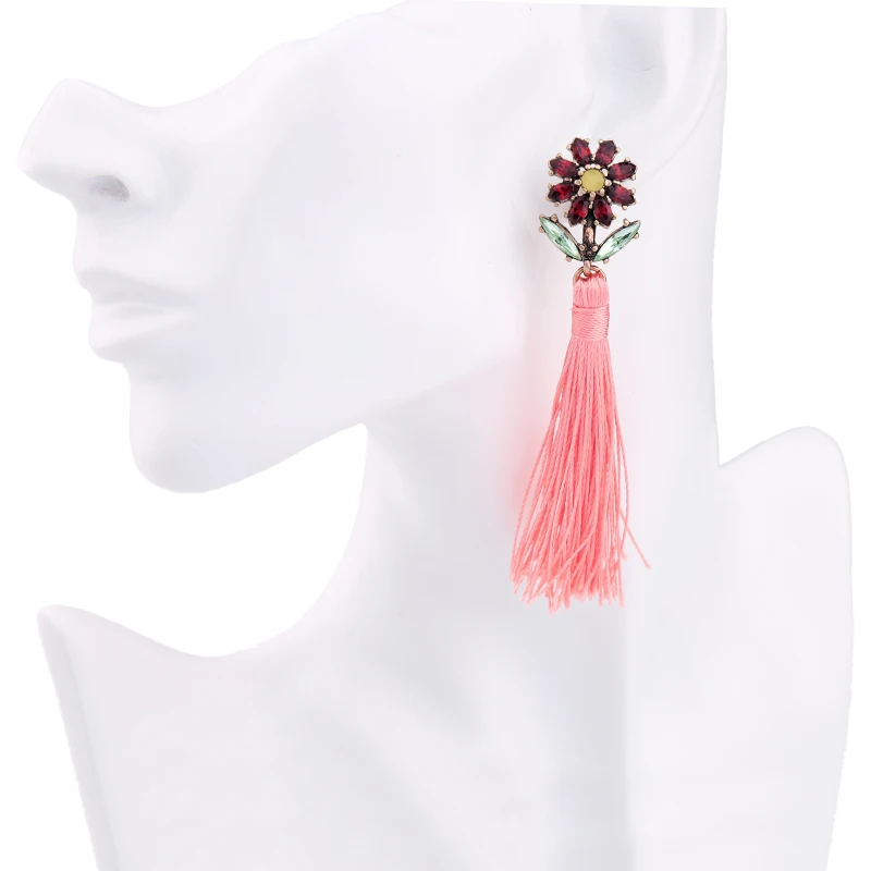 2019 новые розовые и зеленые серьги с кисточками акриловые цветы висячие кольца