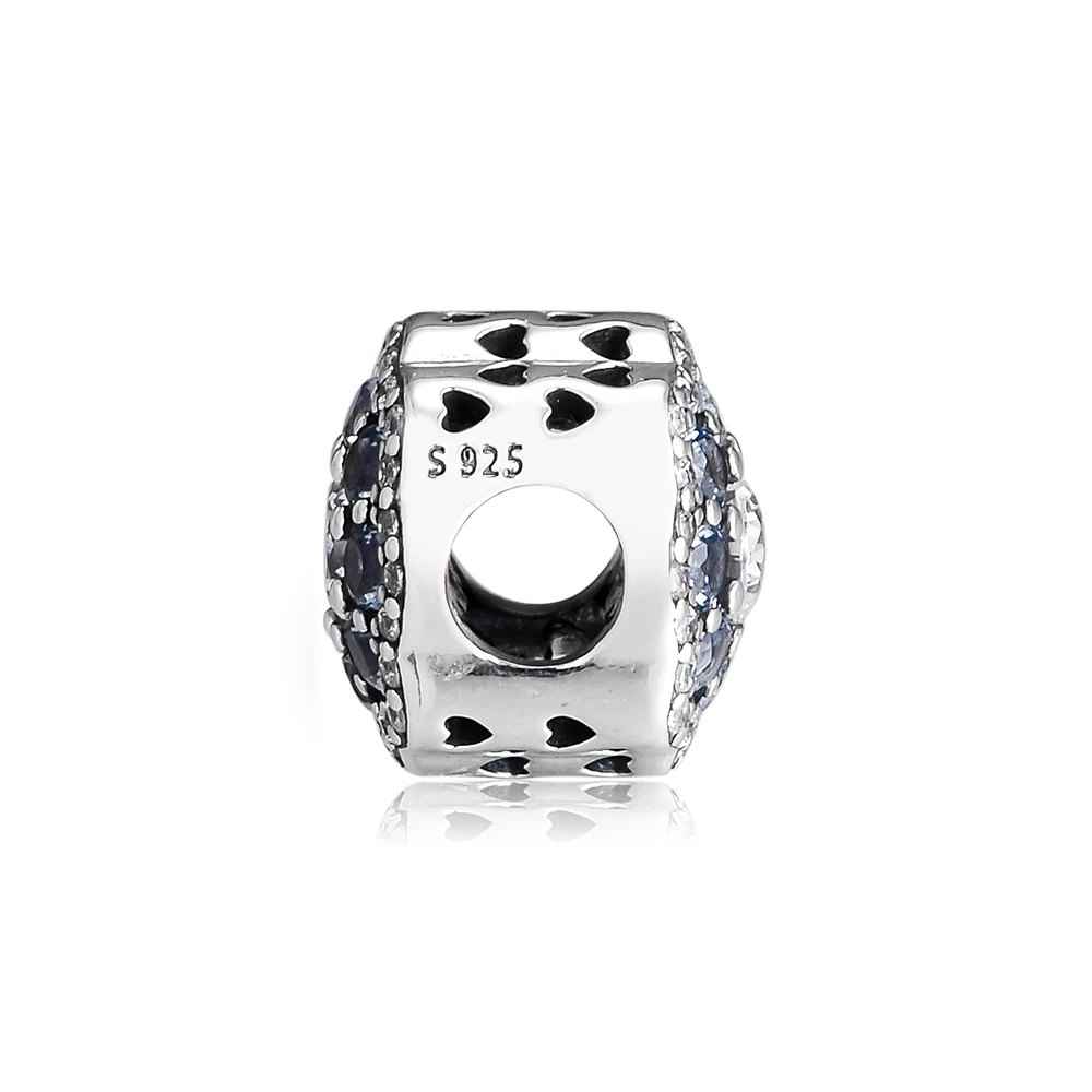 Spring 925 Sterling Silver Jewelry Blue Sparkles Flower Charm Fit for Bracelet Making Necklace Women | Украшения и аксессуары