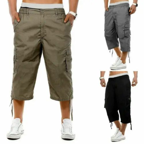 Мужские повседневные боевые шорты карго спортивные пляжные брюки 3/4 с эластичной