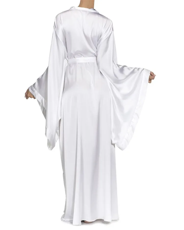 

Sexy Pajamasstyle Dress Bathrobe Beach Holiday Long Casual Outerwear Lace Up Belt Dress