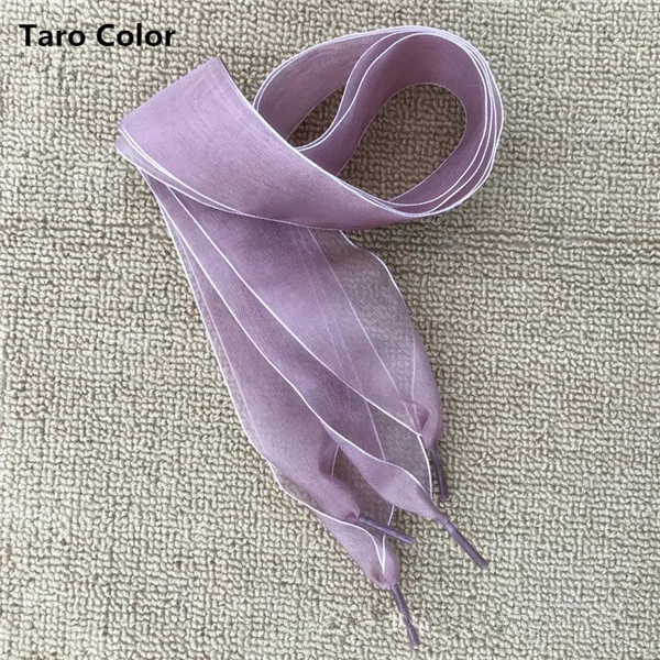 Taro color 4 см широкие шнурки из органзы, прозрачные шифоновые кружевные плоские шелковые шнурки с большим бантом, широкие шнурки для спорта и отдыха - Цвет: Taro color