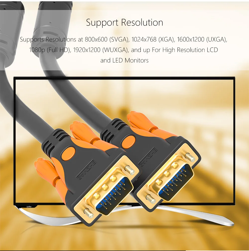SAMZHE 1080P VGA кабель Позолоченный разъем 1,5 м VGA кабель 2 м 3 м 5 м для компьютера проектор монитор экран