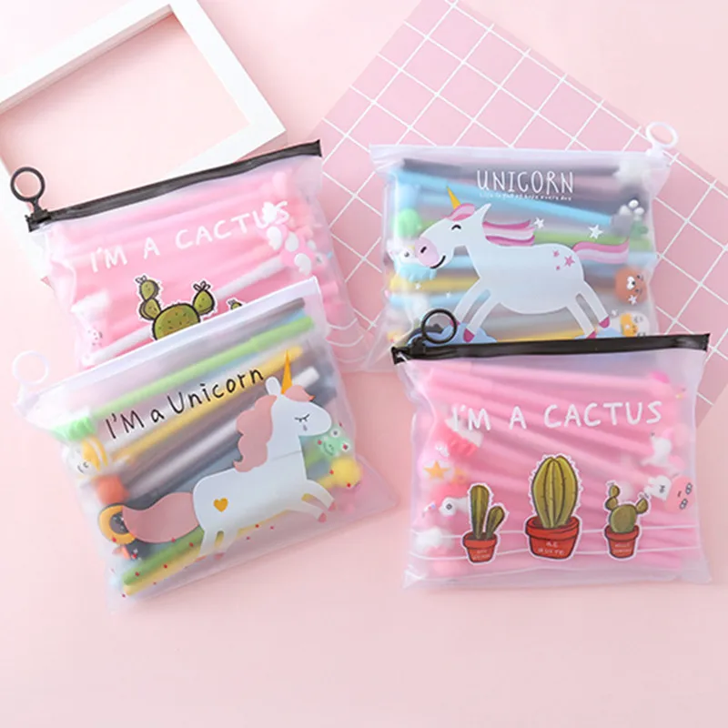 20 шт./компл. гелевая ручка Единорог lapices Фламинго caneta Kawaii boligrafo милый стационарные материал Эсколар canetas papelaria