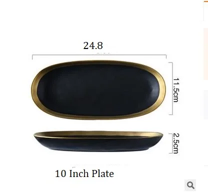 10 Inch Plate NIMITIME Европейский Стиль Керамические Золотые неправильные домашние блюда для бифштекса Западная еда блюдо ужин суп лапша миска посуда - Цвет: 10 Inch Plate
