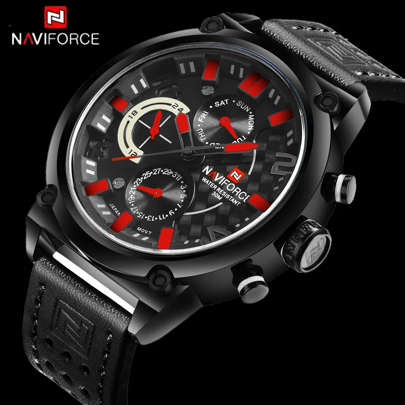 Часы наручные NAVIFORCE Мужские кварцевые Брендовые спортивные водонепроницаемые в