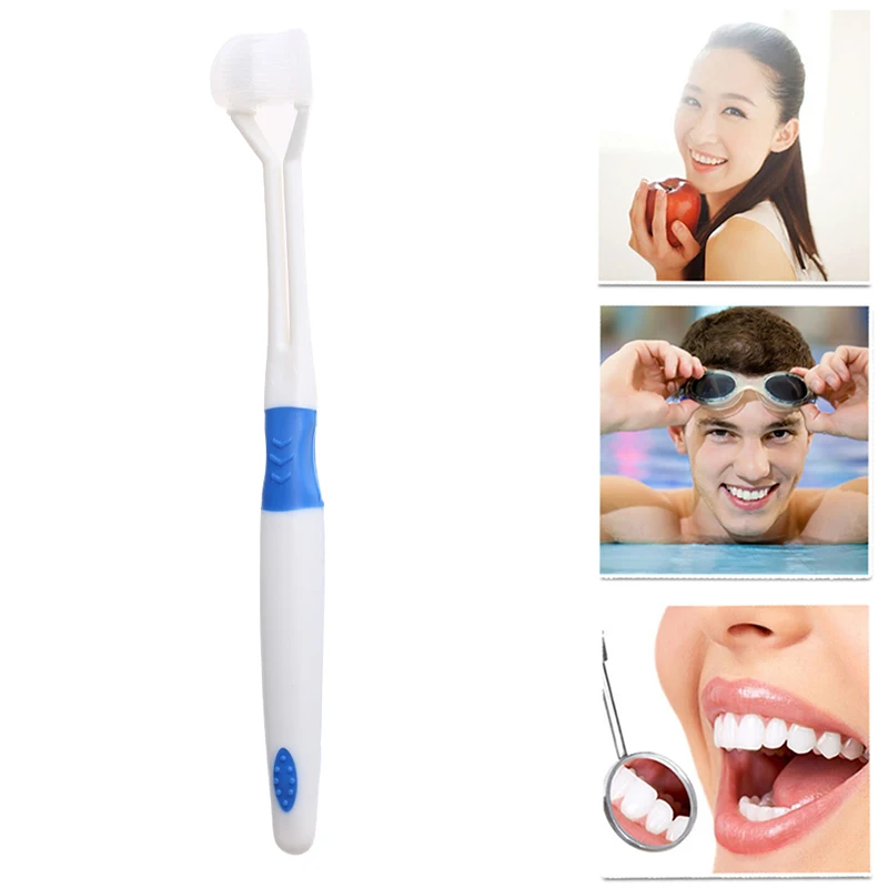 1 шт. детская зубная щетка для здоровья с тремя головками 3-сторонняя ультратонкой