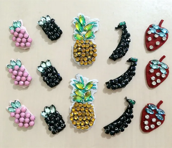 Вышитый бисером ананас банан блестки нашивка винтажная вышитая аппликация