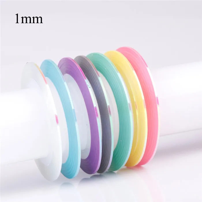 7Pcs 1mm 3 шт ногтей чередование лента линия Конфета "Русалка" цвет клейкая наклейка наклейки DIY инструмент для дизайна ногтей Маникюр украшения 1 мм 2 мм 3 мм - Цвет: 7Pcs 1mm