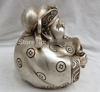 Быстрая доставка Китайский Буддизм Бронза Серебро Богатство Будда Цифры статуи |