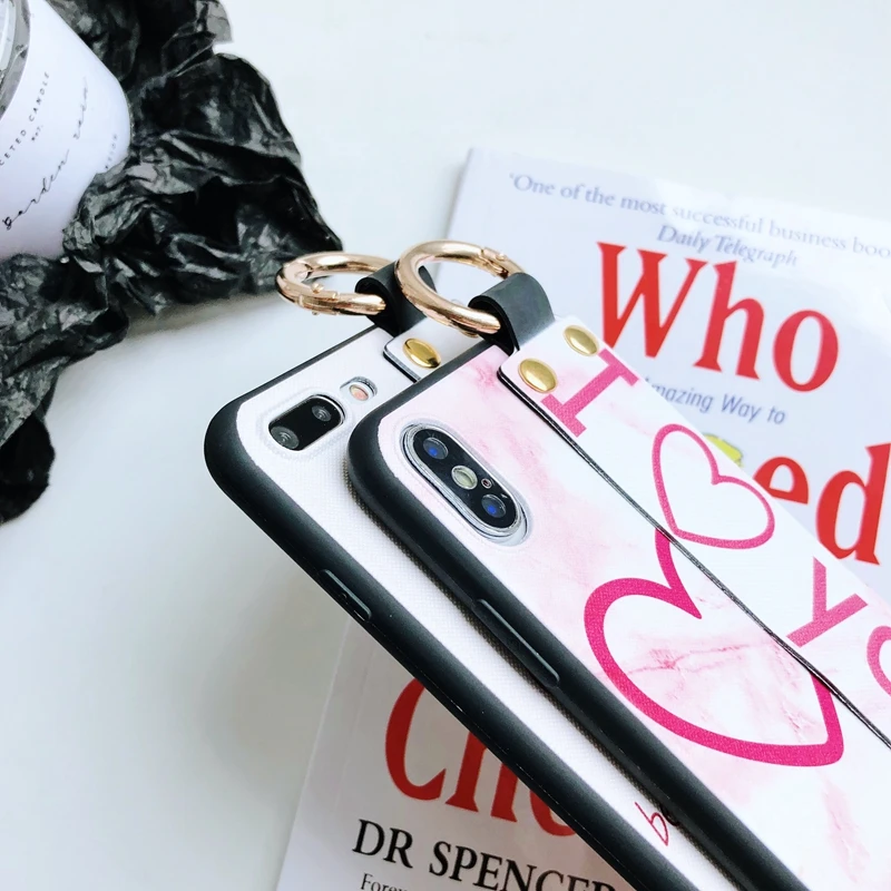 For iPhone X Case Love Heart Wristband Soft 8 7 6 6S Plus Slim Protective Cover iPhone8 Korean Fashion |