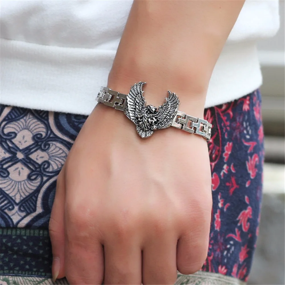Druzy мужской женский этнический сплав Ретро Летающий ястреб орел манжета браслет
