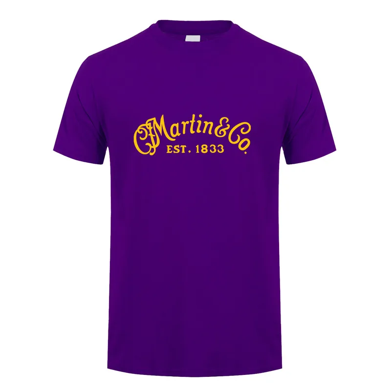 Purple Cf Martin гитары футболка Летняя с коротким рукавом Хлопок музыка футболка с гитарами Мужская футболка Топы тройники LH-078 - Цвет: Purple