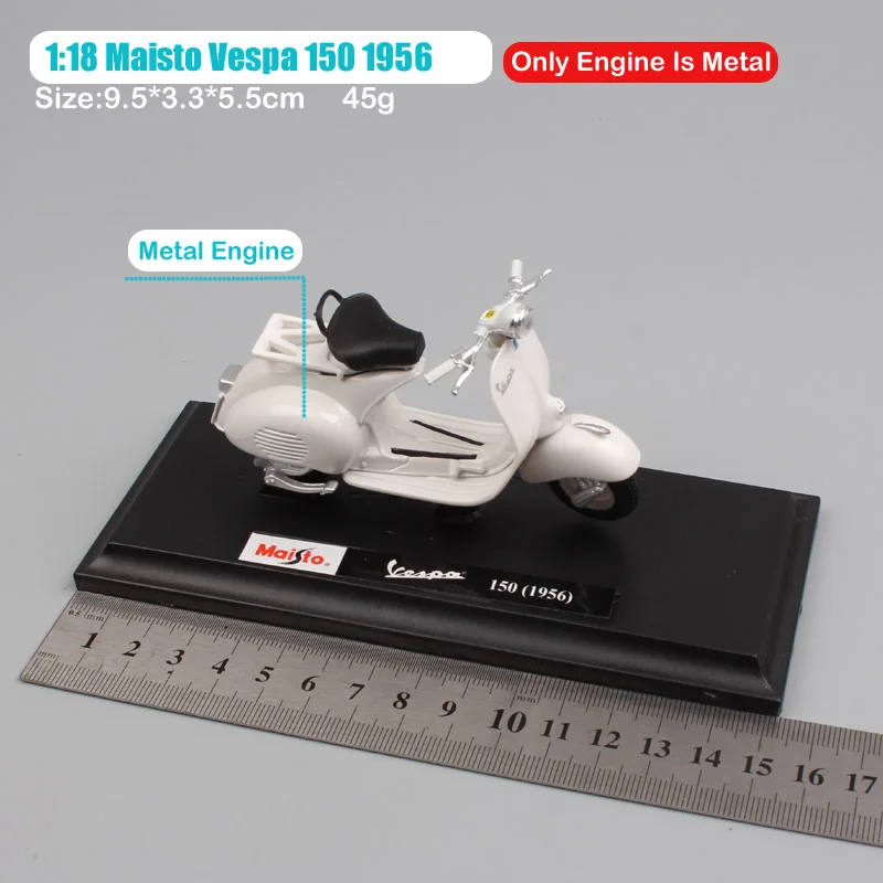 Vespa 150 1956 1:18 весы piaggio vespa скутер 98 PK 125 GTR P150X 300 MP5 Primavera GTS мото rcycle мото велосипед литые автомобили игрушки модель детей - Цвет: Vespa 150 1956