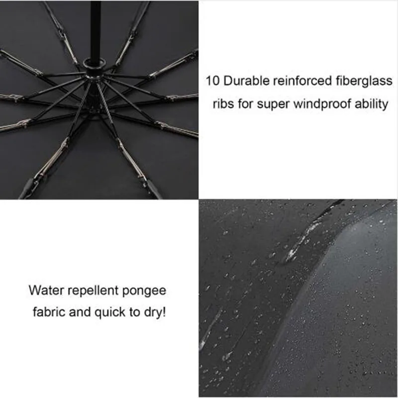 Windproof tri-fold umbrella automatic ladies car luxury windproof men's frame 10k | Дом и сад