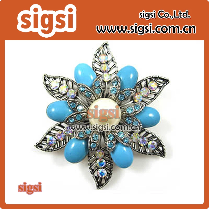 

wholesale enamel metal rhinestone flower brooch pin