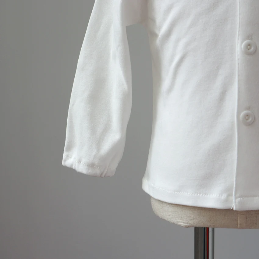 Детская Базовая рубашка из хлопка для девочек весенне-осенняя Базовая рубашка из хлопка с кружевом для малышей Белый Топ