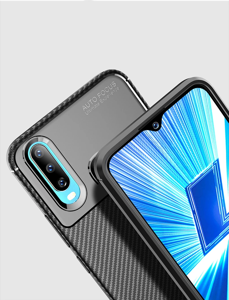 Ударопрочный чехол из углеродного волокна и ТПУ для Vivo Y17 Y3 Y5 Y12 Y15 U3x U10, чехол, полный протектор, мягкий силиконовый чехол