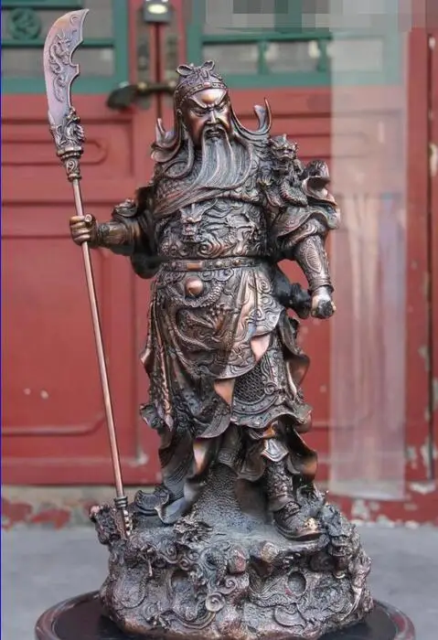 Китай (материк) красная медь бронза девять Дракон Гуань Гун Юй God Warrior статуя