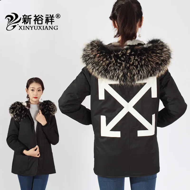 XINYUXIANG/2 предмета 3 стиля настоящие норковые меховые парки на подкладке зимняя