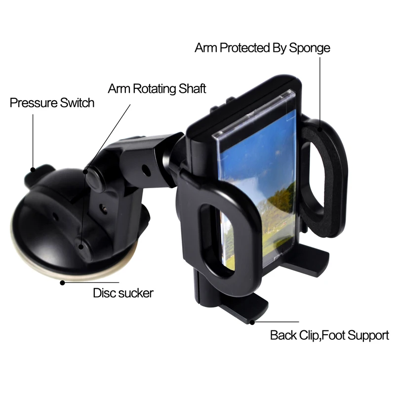 Универсальный автомобильный держатель для мобильного телефона с поворотом на 360