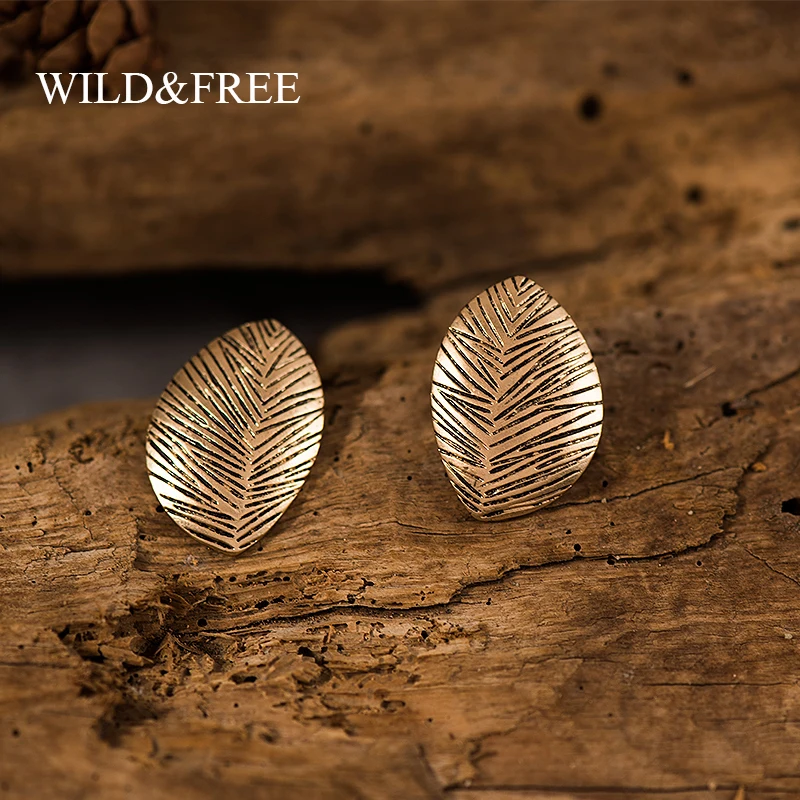 Женские асимметричные серьги гвоздики Wild & Free винтажные античные Золотые круглые