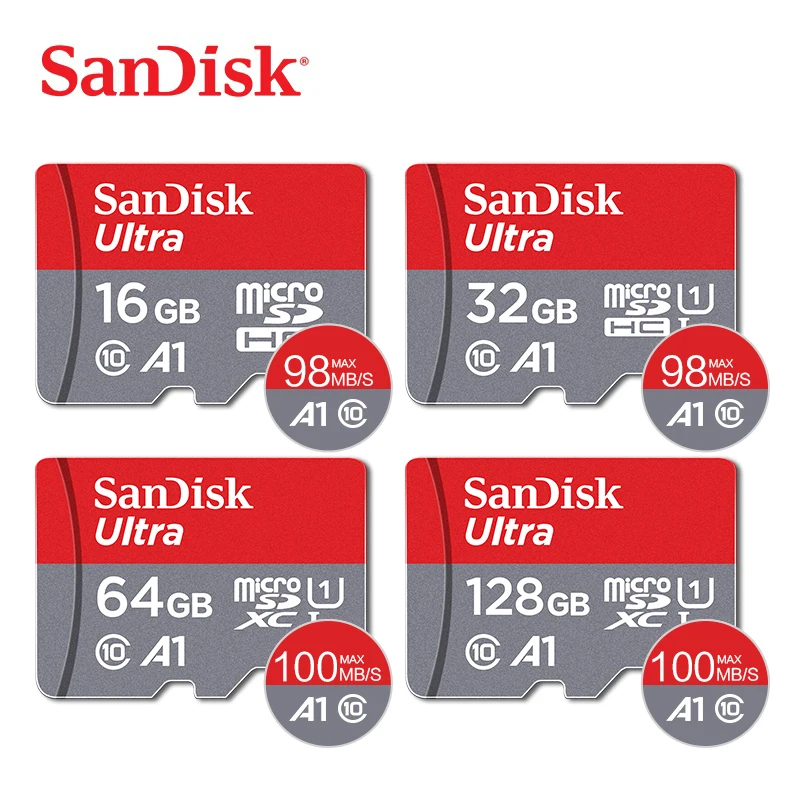 Двойной Флеш-накопитель SanDisk флеш-карты памяти micro sd 128 Гб 64 ГБ 32 ГБ оперативной памяти, 16 Гб встроенной памяти, 98 МБ/с. TF usb флешки карты памяти microsd карта 8 GB/48 МБ/с. class10 micro sd карты