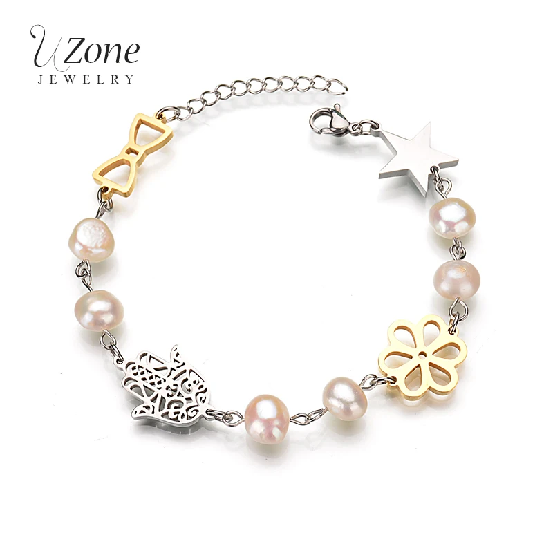 Милый браслет Fatima из нержавеющей стали золотистого цвета с цепочкой удлинителем