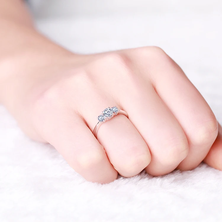 Обручальное кольцо с бриллиантами ZOCAI из белого золота диаметром 0 50 карат модель