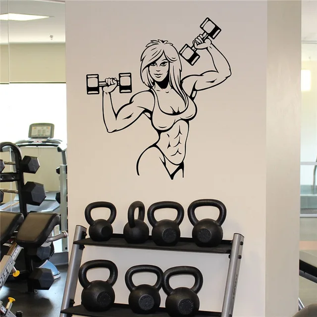

Female Muscles Wall Sticker Fitness Gym Sport Vinyl Sticker Home Wall Art Decor Ideas Interior Removable Design